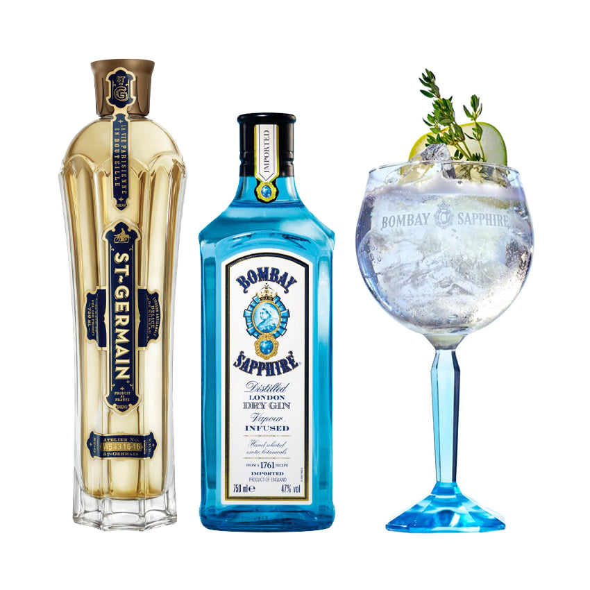 1 GIN BOMBAY SAPPHIRE 750CC + 1 ST. GERMAIN 750CC + 1 COPA BOMBAY
