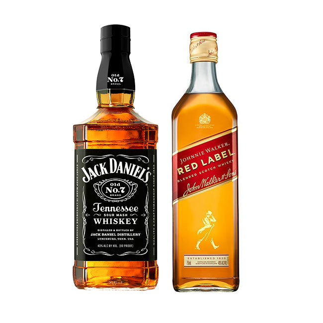 1 WHISKY JACK DANIEL'S 750CC + 1 WHISKY JOHNNIE WALKER RED LABEL 750CC