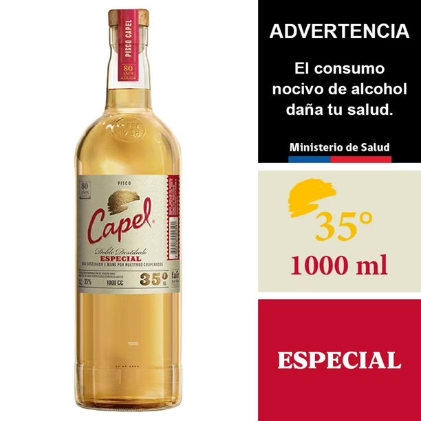 PISCO CAPEL DOBLE DESTILADO 1L